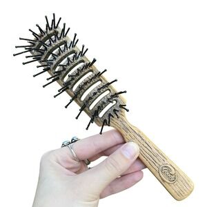 VTG USED GOODY Wood Grain 7.5" Detangle Vented Blow Dry Hair Brush, Made‎ In USA